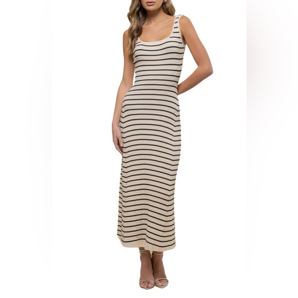 Blu Pepper Stripe Knit Sleeveless Maxi Dress